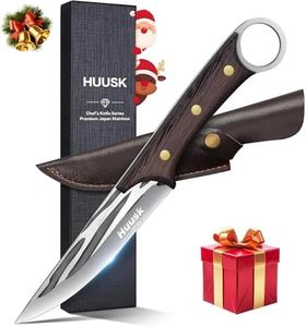 Huusk Japanese Boning Knife for Meat Cutting 5.5 Inch, Full Tang Deboning Knives, Small BBQ Brisket Trimming Knife with Sheath, Hand Forged Fish Fillet Knives for Meat, Fish, Poultry, Christmas Gifts
