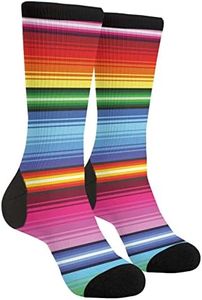 Sigouyinei Funny Casual Funny Funky Novelty Socks For Men Women, Mantel Mexicano Mexican Blanket Serape Stripe Pattern Sarapes, 1