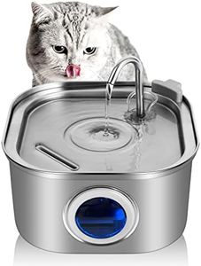 Ofat Home Cat Water Fountain, 3.2L/108oz Pet Water Fountain Stainless Steel, Dog Water Dispenser, Automatic Cat Fountain with Water Level Window, Quiet Pump, for Multiple Pets