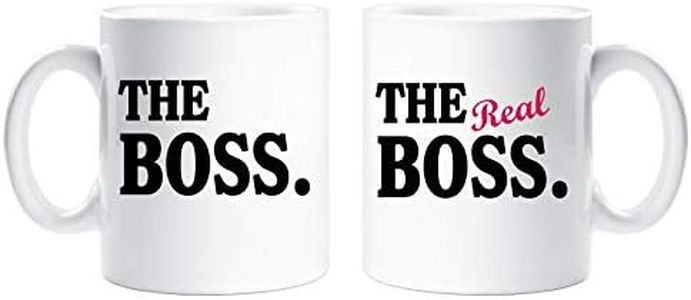 The Boss The Real Boss Couples Mug Set Parents Present Husband Wife Boyfriend Girlfriend Valentines Gift Christmas Anniv