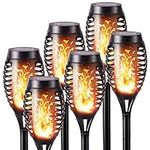 Geemoo 6 Pack Solar Flickering Dancing Flame Lights Waterproof Solar Torch Lights for Outdoor Garden Patio Pathway Yard Driveway Halloween Decorative