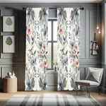 Ambesonne Birds and Nature Curtains, Muted Tone Leafy Floral Huddles with Hummingbirds Urban Jungle, Window Treatments 2 Panel Set for Living Room Bedroom, Pair of - 28" x 84", Blue Grey Dried Rose