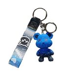 Cute animal keychain, car keychain pendant, bag decoration, suitable for making small gifts for friends and relatives, Bear-blue, One Size