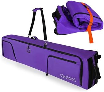 Goloni Ski Bag with Wheels,Padded Snowboard Bag for Air Travel,600D Waterproof Fabric,Foldable Snow Bag Fits 2 Pairs Skis Up to 175/190cm
