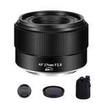 JINTU AF 27mm F2.8 Auto Focus Camera Lens Wide-Angle Prime Lenses APS-C for Sony E-Mount Mirrorless A7C a7III a7RIII a7SIII a7IV a7RIV a7RV a9 A1 FX3 ZVE1 a6000 a6100 a6400 a6500 a6600 ZV-E10