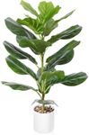 CROSOFMI Fake Plants Fiddle Leaf Fig Tree 75cm Artificial Faux Plants for Indoors and Outdoors Plastic Pot for Office Home House Party Decorations (1 PACK)