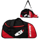 Whackk Attirant Red Blk 32L |Gym Fitness workout Training Sports Travel duffle bag separate shoe pocket |Multipurpose Carry Bag | Adjustable Strap|Unisex|Lightweight |Sports Kit | Swimming | Men Women