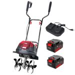 MZK 40V 12-inch Cordless Garden Tiller, 12In Width and 8.6In Depth Garden Rototiller,Battery Powered Garden Cultivator for Lawn/Gardening/Soil Cultivation(2 * 4.0Ah Battery&Charger Included),Orange