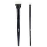 MSQ Stipple Blush Brushes, 2PCS Duo Fiber Stippling Brush Flat Top Double Stipple Makeup Brush, Great for Blending, Highlight, Blush,Contour, Cream, Foundation,Smooth & Natural