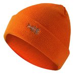 BASSDASH Winter Stretchy Knit Beanie Hats Soft Warm for Men Women Lightweight Stylish Unisex Cuffed Beanies, Orange, One Size