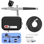 Voilamart Airbrush Kit 25PSI, Multi-Purpose Dual-Action Airbrush Kit with Compressor for Painting, Air Spray Gun for Makeup Nail Spray Flowers Cake Decorating Art Craft Tattoo(Black)