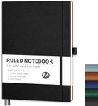 RETTACY Journaling Notebooks, A4 Lined Journal Notebook, Journals for Writing, Notebooks for Work, Lightweight, Ultra-thin, Leather Softcover, 100 GSM Paper, Inner Pocket, 8.5'' × 11'' (Black)