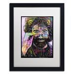 Jerry Garcia by Dean Russo, White Matte, Black Frame 16x20-Inch