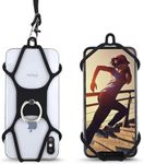 Universal Phone Lanyard Holder and Ring Grip, Silicone Cell Phone Lanyard Neck Strap and Phone Ring Holder Stand Compatible with Most Smartphones