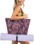 Explore Land Yoga Bags for Women with Large Pocket Pilates Tote Bag for Gym Beach Workout,Fits Water Bottles and All Size Mats(Purple