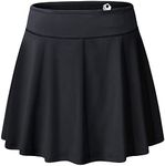 Blevonh Pleated Skirt,Womens Plus Size Skirts Girls 2020 Fashion High Waist Sports Skort with Bike Shorts Ladies Solid Color Plain Swim Skirts for Women Workout Athletic Skorts Black 2XL
