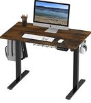 SHW Height Adjustable Standing Desk, 100 x 60 cm, Rustic Brown