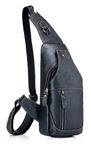 Men's Sling Bag Genuine Leather Chest Bag Shoulder Backpack Cross Body Purse Water Resistant for Men Women