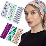 LOTUS78, Pack of 6 Wide Headbands for Women Non Slip, Fashionable Sports Hair Bands for Women's Hair, Soft Elastic Stretchy Head bands, Yoga Workout Headbands for Women Daily Fashion (Tropical)