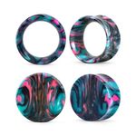 COOEAR Ear Plugs Tunnels Piercing Gauges for Ears, Double Flared Expander Stretchers, 2 Pairs Colorful Acrylic Earrings 7/8".