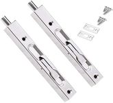 2 Pcs Door Flush Bolt Guard Concealed Slide Bolt Lock - 8 Inch Concealed Security Door Lock for French Doors, Composite Doors,Wood Doors,Double Doors,Dummy Doors，Bolt