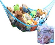 MiniOwls Toy Storage Hammock Large Organizer and De-cluttering Solution for Every Boy’s Room, Nursery & Playroom (blue, L)