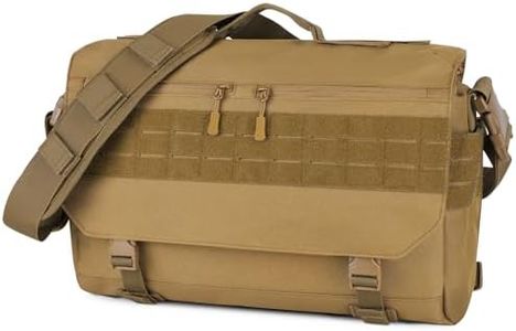 HUNTVP Tactical Messenger Bag Tactical Briefcase for Men Military Laptop Bags 15.6 Inch Shoulder Bag Cross Body Bags for Working Cycling Hunting Camping, Brown