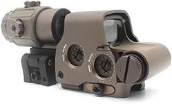 558 Holographic Sight and G43 3X Magnifier Hybrid Sight, Green & Red Dot Scope and 3X Magnifying Glass Combo, Quick Release Rollover Multiplier, for 20mm Rail Mount (Tan)