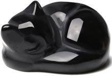 QINJIEJIE Black Obsidian Cat Crysta