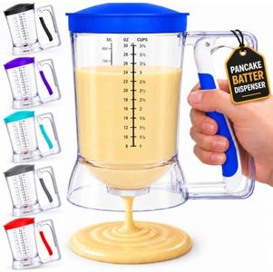 Eggssentials Batter Dispenser – Easy Pour Pancake Batter Dispenser for Cupcakes, Muffins, Waffles & Griddle – Kitchen Baking Tool BPA-Free - Blue Color
