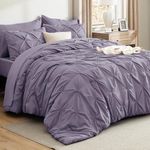 Bedsure Twin Comforter Sets - 5 Pieces Pintuck Bedding Sets Twin Size, Pinch Pleat Grayish Purple Bed in a Bag Twin with Comforter, Sheets, Pillowcase & Sham