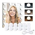 Alopee Vanity Mirror Lights, Hollywood Style USB Makeup Mirror Lights Kit with 12 Dimmable LED Bulbs, 3 Colours Modes 10 Levels Brightness Dressing Light for Dressing Table Room, Bathroom