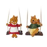 Wonderland Set of 2 Resin Hanging Boy and Resin Girl Squirrel Statue for Garden Decor