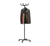 THRONKENGER Industrial Coat Rack,Metal Pipe Coat Rack Stand Freestanding with 6 Hooks,Heavy Duty Coat Tree Sturdy Coat Racks for Entryway, Hallway, Bedroom (Black)