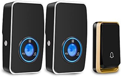 『No Battery Required』Wireless Doorbell Waterproof, AURTEC Door Chime Kit with 2 Plug-in LED Flash Receivers & 1 Press Self-Powered Transmitter, 51 Chimes, 4 Volume Levels, No Battery Required, Black