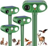 Ultrasonic Deer Repellent Devices Solar Animal Repellent Outdoor with Motion Sensor to Keep Cat Rabbit Raccoon Out of Yard Garden Farm Squirrel Fortress Pro Deer Deterrent for Plant,4Pack