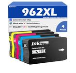 [Anti-Update Chip] 1 Set Compatible Replacement for HP 962 XL Ink Cartridges 962XL High Yield - HP OfficeJet Pro 9010 9015 9016 9018 9020 9025 9028 9019e 9022e 9013 9012e (1 Set(B/C/M/Y))