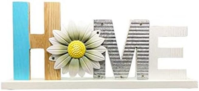 Wood Dasiy Home Table Stand Sign Wood Kitchen Table Decor, Rustic Wooden Block Letters Home Sign Primitive Farmhouse Decoration Freestanding Words Sign House Fireplace Centerpiece Countertop Decor