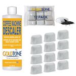 GOLDTONE 12 Pack Water Filters For CUISINART Coffee Maker Replacement Charcoal Water Filters For CUISINART Coffee Machines Cartridges Replace CUISINART DCC-RWF + Coffee Maker Descaler