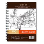 JOY SPOT! 9×12 inch Sketch Book, 100 Sheets/200 Pages 68 lb/100 gsm Thick Paper, Sketchbook Hardcover 23×31 cm, Spiral Bound Art Sketch Pad, Artist Drawing, Dry Media Acid Free Drawing Paper Non Faded