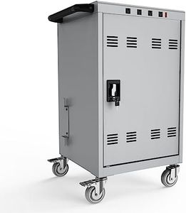 30 Device Mobile Laptop Charging Cart for Laptop Computers Chromebook Fast Charging & Secure Storage (16.3in Screen Size), Ideal for School, Library, Hospital, with 4 Charging Ports - Grey