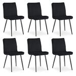 TUKAILAi Dining Chairs Set of 6 Velvet Upholstered Ergonomic Chairs with Backrest and Black Metal Legs Living Room Lounge Leisure Kitchen Chairs Waiting Area Restaurant Black