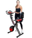 YYFITT 2-in-1 Foldable Fitness Exercise Bike with Resistance Bands, 16 Level Resistance and Phone/Tablet Holder