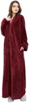 Artfasion Womens Fleece Robe Plush Long Zip Front Bathrobe with Pockets Warm Soft Zippered Bathrobes for Spa Female Friends Lover Home Leisure Holiday Gifts (Wine Red 4XL/5XL)