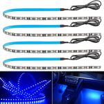 Linkstyle 4 Pack Car LED Strip Lights, 60CM 12V LED Light Strip 5050 36SMD, Waterproof Blue Led Strip Lights Underglow Lights for Car Golf Cart Motorcycle Truck Boat Interior Exterior