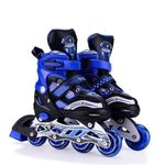 WEZOSHINET New Inline Skates, Adjustable Inline Roller Skates for Boys Kids & Girls, 7 to 14 Years Unisex Outdoor Skating Shoes Roller Blades with Led Flash Lights Featuring Wheels (Blue)