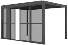 Mirador Accessory - 13' Sliding PC Door with Handle for 111 Series Pergola, 4 Panels Detachable Moveable Door, Easy Install Windproof UV-Resistant, Charcoal, not pergola