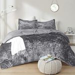 Comfort Spaces Juliette Luxe Comforter Set Velvet Lush with Soft Brushed Microfiber Reverse, All Season and Cozy Bedding, Matching Sham, Grey Comforter Set Full/Queen 3 Piece