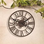 Marco Paul Large Outdoor Wall Clock 35cm Brown Mechanical Skeleton Wall Clock Indoor Outdoor Clock Large Garden Clocks Outdoor Waterproof Quartz Battery Operated Home Kitchen Living Room Decor Clocks