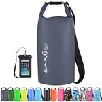 OMGear Waterproof Dry Bag Camping Gear Must Haves Dry Sack With Phone Pouch 40L/30L/20L/10L/5L Essentials for Kayaking Beach Boating River Paddling (Grey,2L)